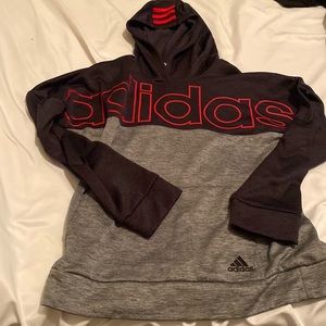Adidas youth L red and gray hoodie